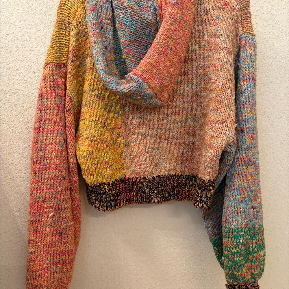 Free People Multicolor Chunky Button Cardigan — Yellow, Pink, Blue, Green, Brown - Picture 2 of 3
